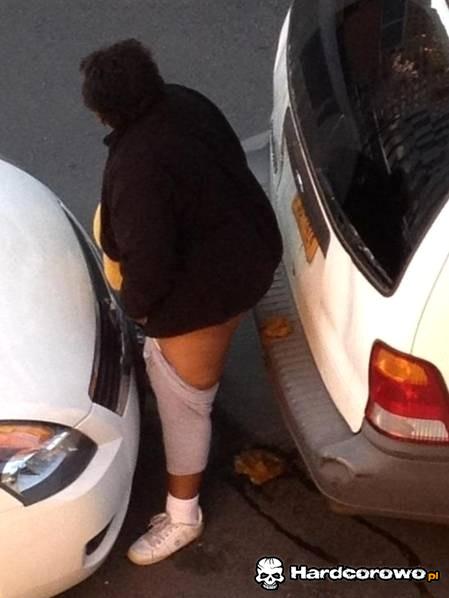 Murzynka nasrała na zaparkowane auto - 1