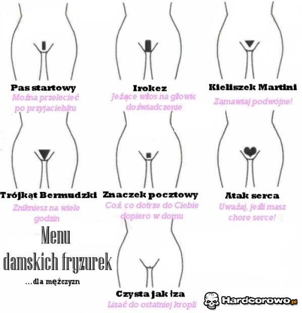 Menu damskich fryzurek  - 1