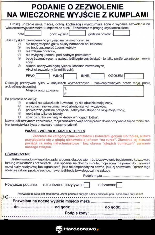 Podanie o zezwolenie - 1