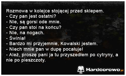 Rozmowa w kolejce stojącej przed sklepem - 1